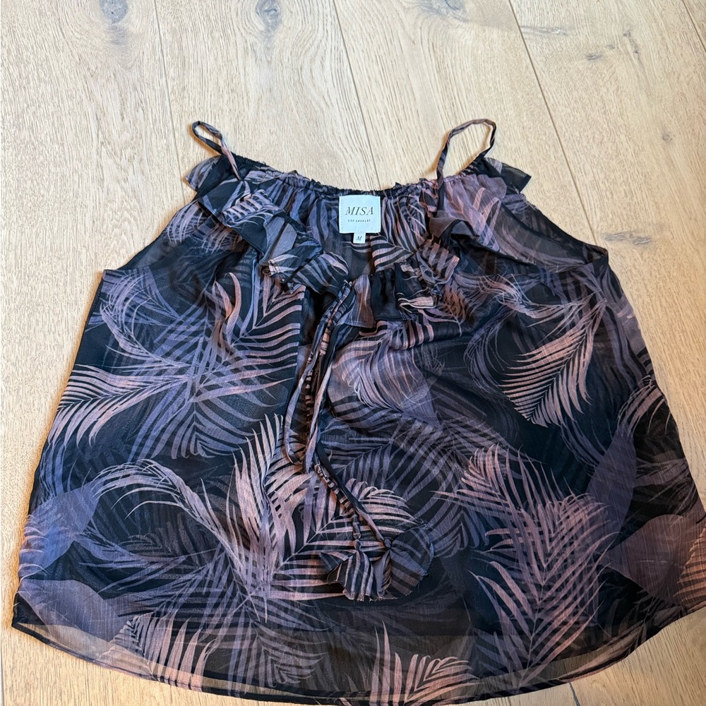 Ruffled Black and Purple Camisole Blouse